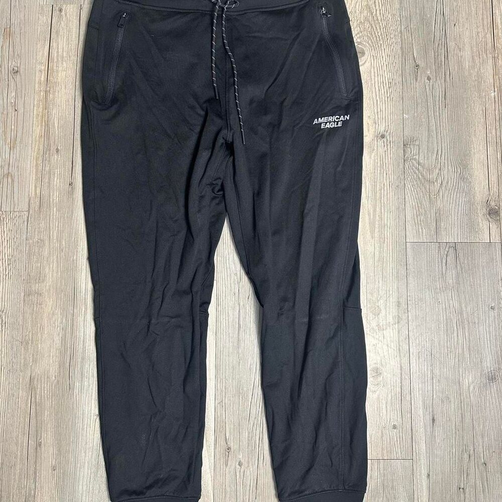 American-eagle Men's Black and Grey Joggers-tracksuits